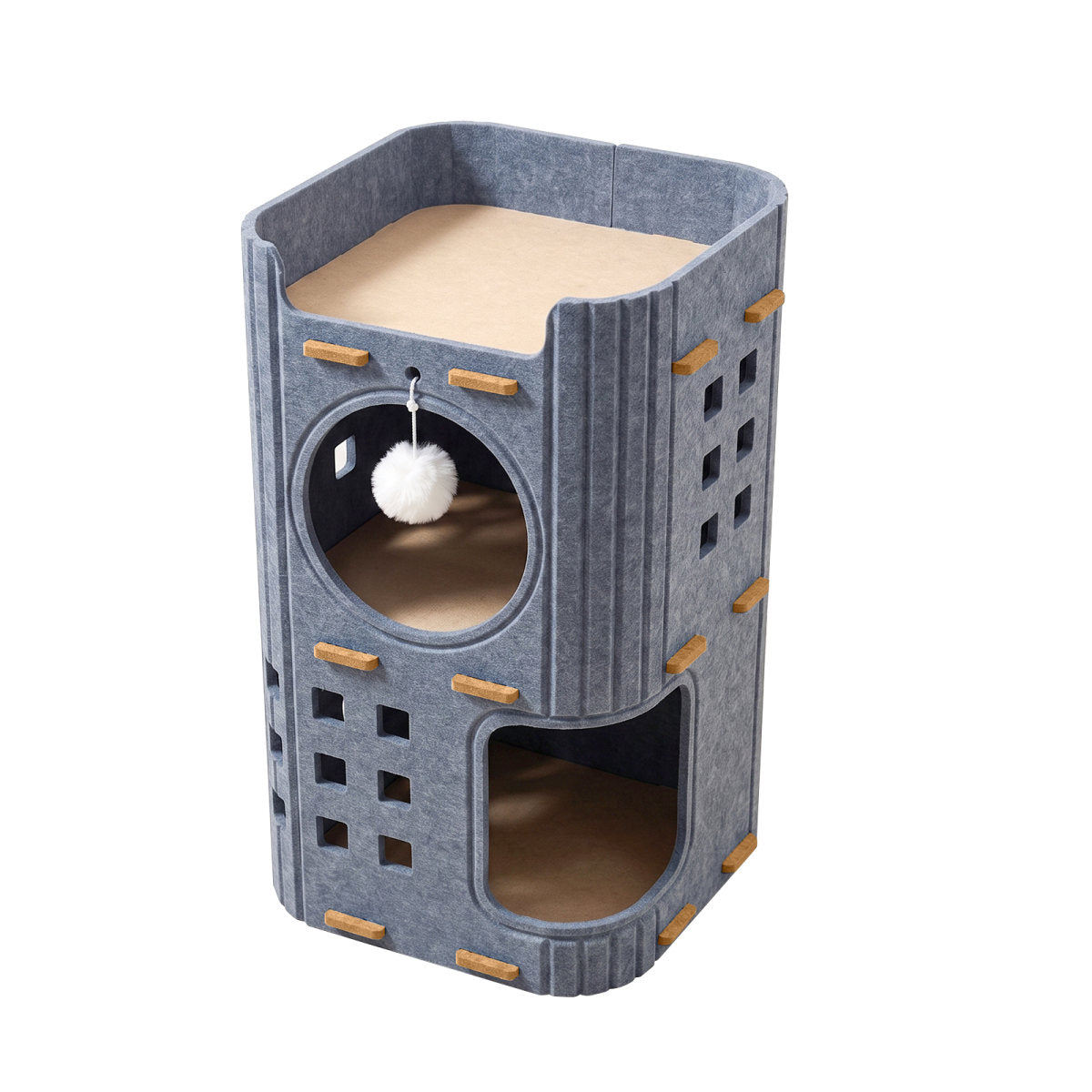 Hole-shaped Grey Two-story Pet House