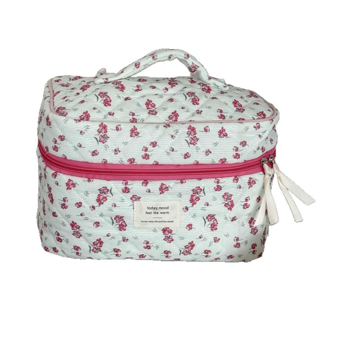 New Corduroy Green Floral Makeup Bag