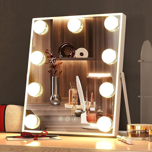 Three-Color 9-Light LED Makeup Mirror With Bulb Design