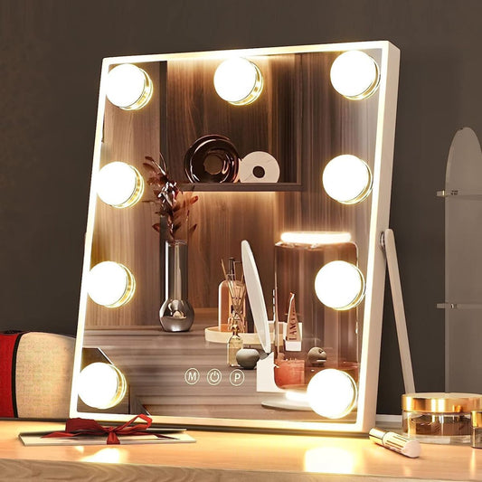 Three-Color 9-Light LED Makeup Mirror With Bulb Design