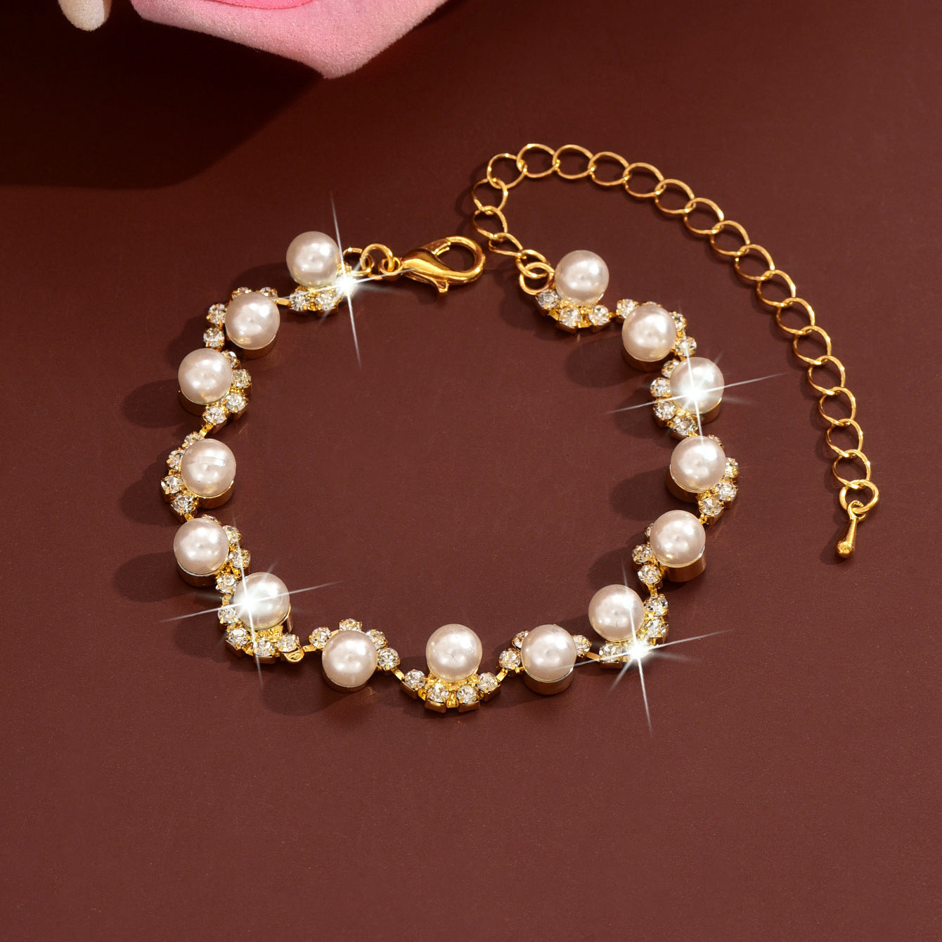 New Super Shiny And Exquisite Pearl And Rhinestone Bracelet, Fashionable And High-Looking, Elegant And Ladylike Bracelet, Gift For Girlfriend