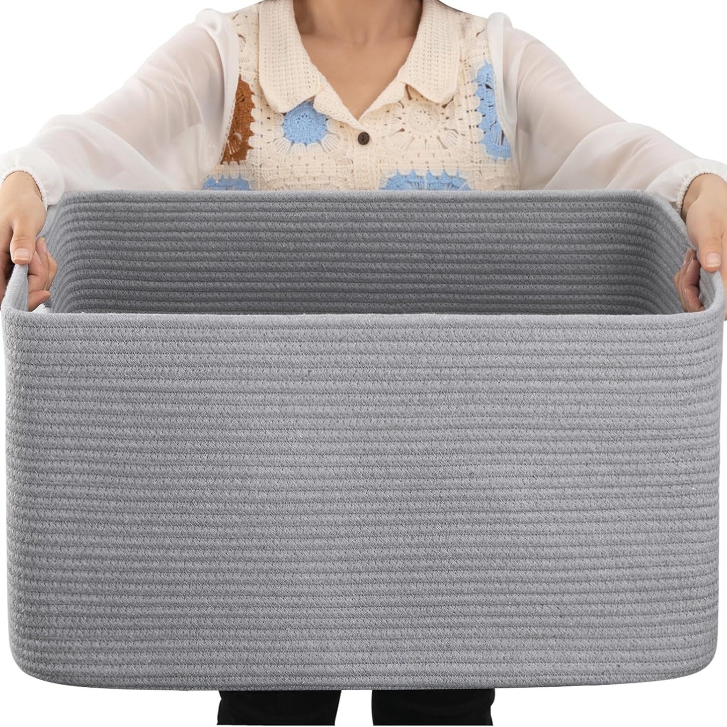 Cotton Rope Woven Home Laundry Basket Living Room Storage