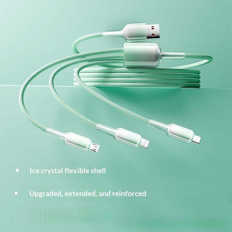 One-for-three Fast-charging Braided Data Cable With Ice-crystal Texture