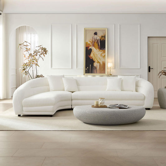 125.2 inch Mordern Curved L-Shaped Modular Sofa with Comfort Pillows,Upholstered Comfy Couch,Sectional Sofa for Living Room,Office