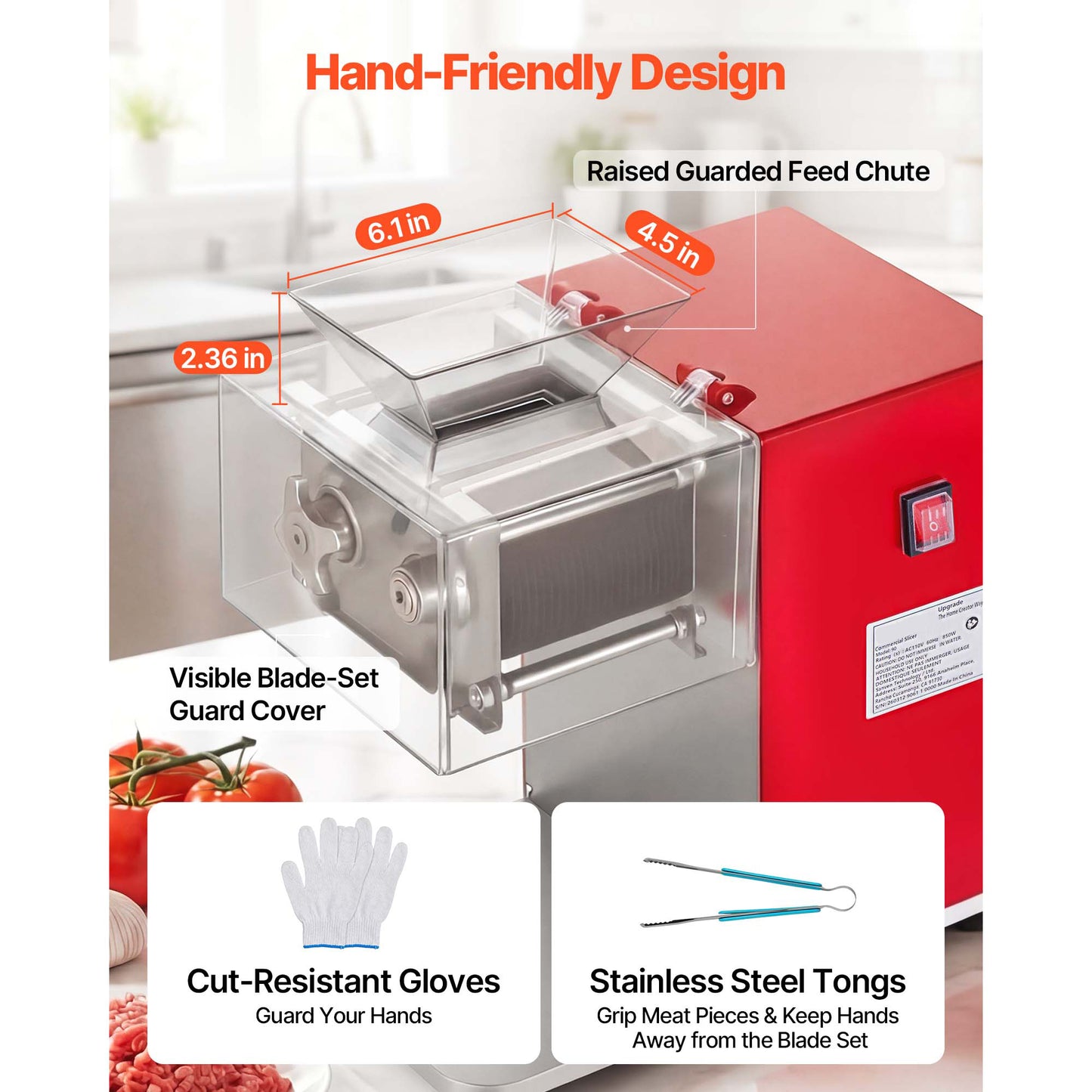 Meat Cutting Machine, 850W Commercial Slicer, 3.5mm Heavy Duty Stainless Steel Blade Shredder For Boneless Meat Soft Vegetables, Electric Food Slicers For Kitchen Restaurant Supermarket