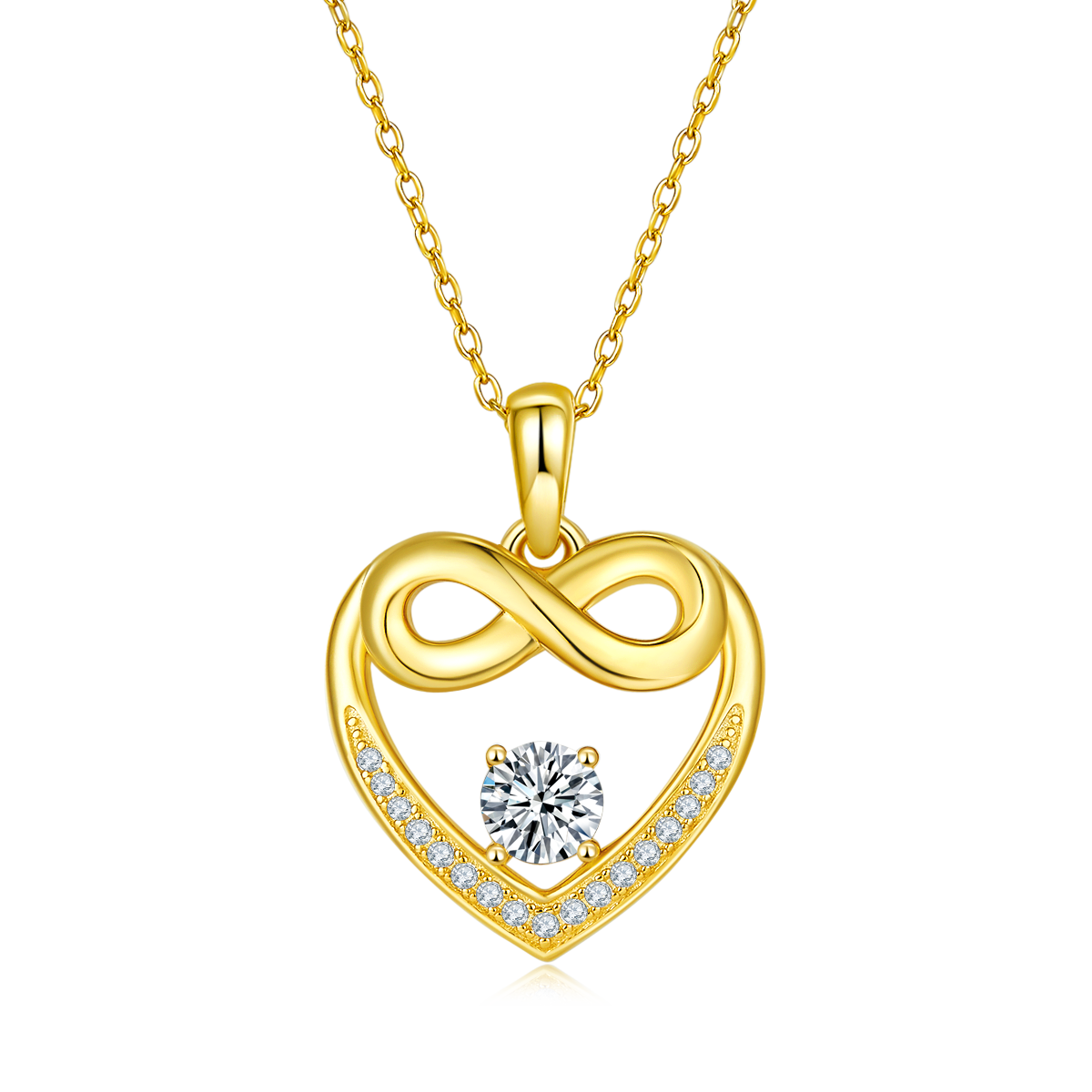 4.8g S925 Sterling Silver 5mm Moissanite Infinity Heart Necklace 45cm  17 Stones Pendant With GRA, Platinum Plated Jewelry Gift Box Set For Women