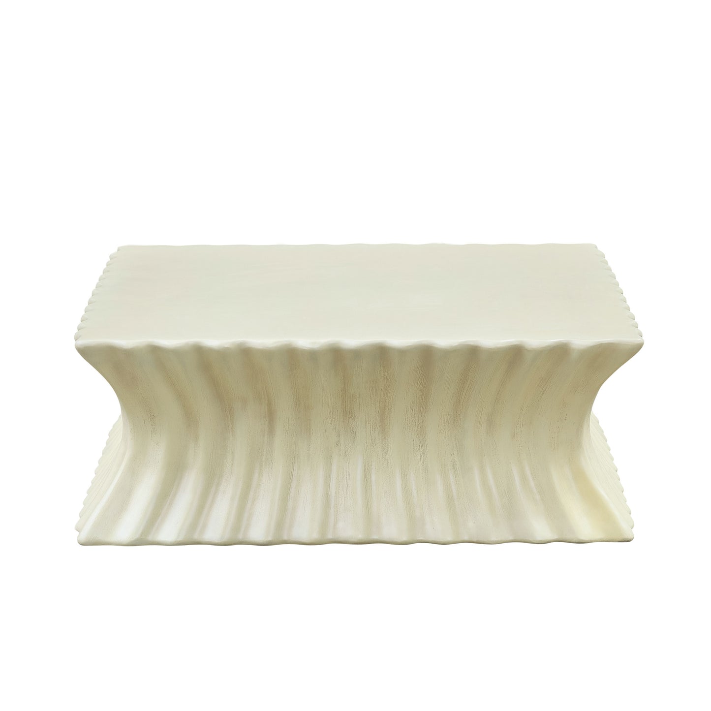 35.43 Inch Square Coffee Table Vintage Sturdy Fiberglass Table For Living Room Apartment Office No Need Assembly Beige