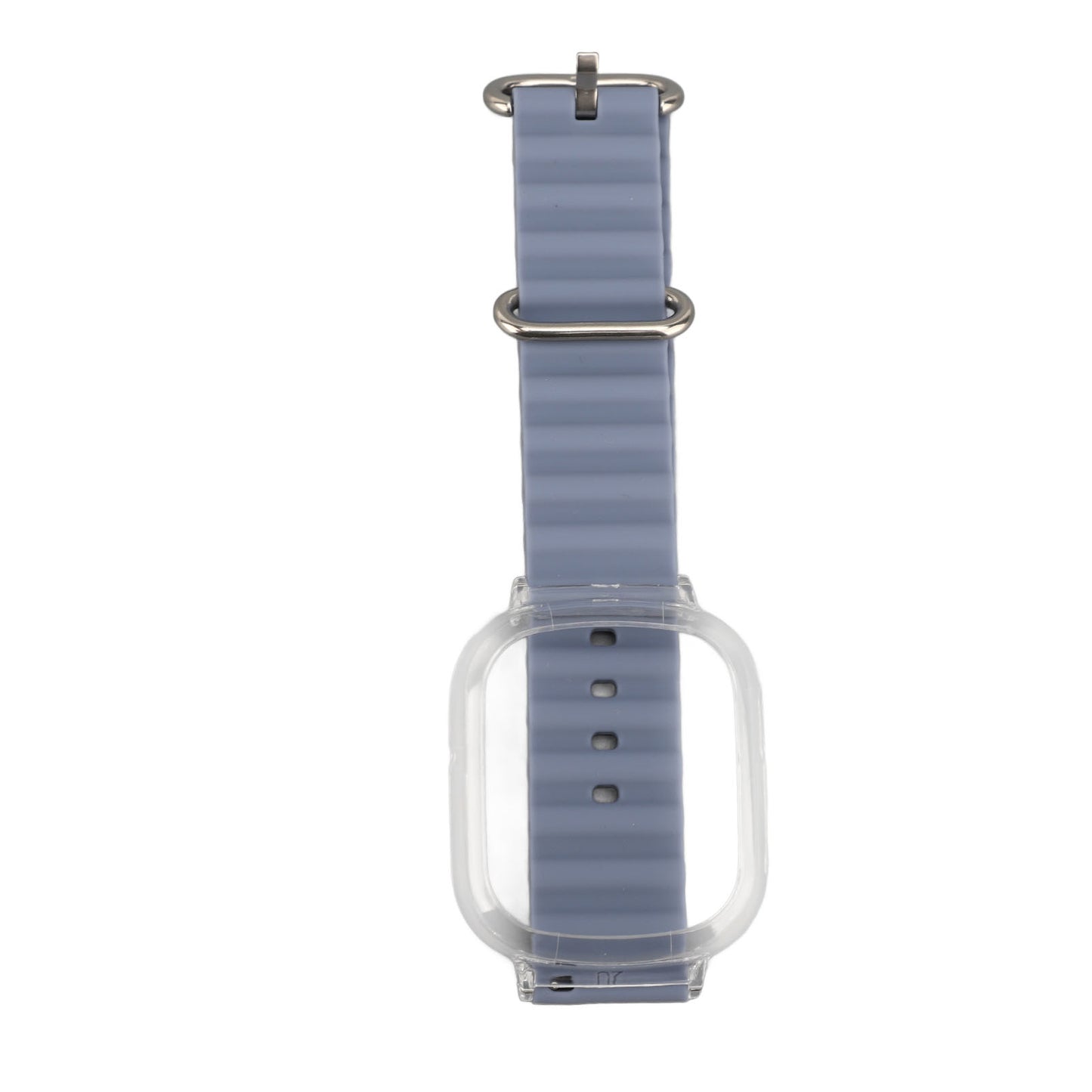 Silicone Replacement Wristband For Watch 4 With Transparent PC Frame Soft Adjustable Quick Release Smart Watch Strap Lavender Purple