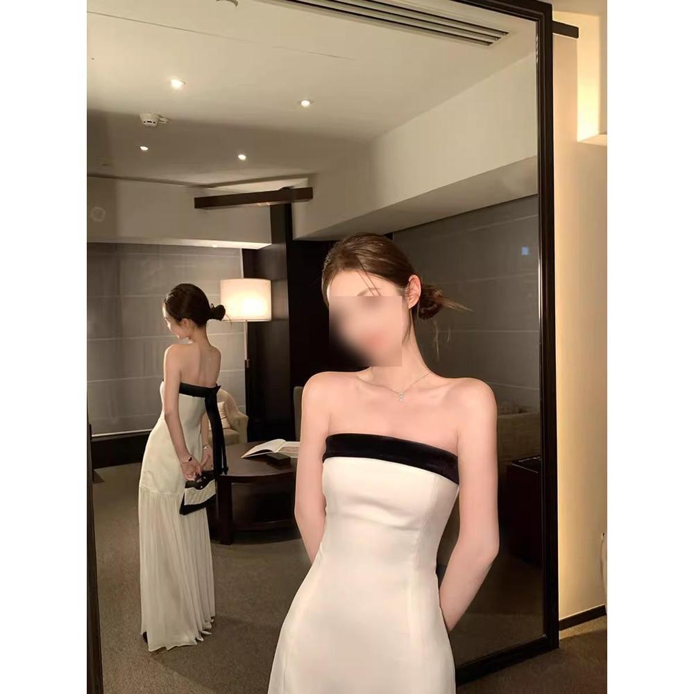 Bowknot Beauty Back Sleeveless Tube Top Dress Women
