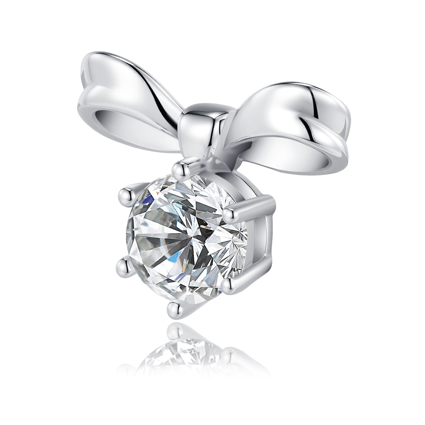 S925 Sterling Silver Bow Stud Earrings, 1ct D-VVS1 Moissanite, Platinum Plated 3.1g Women's Jewelry With GRA Certificate Gift Box
