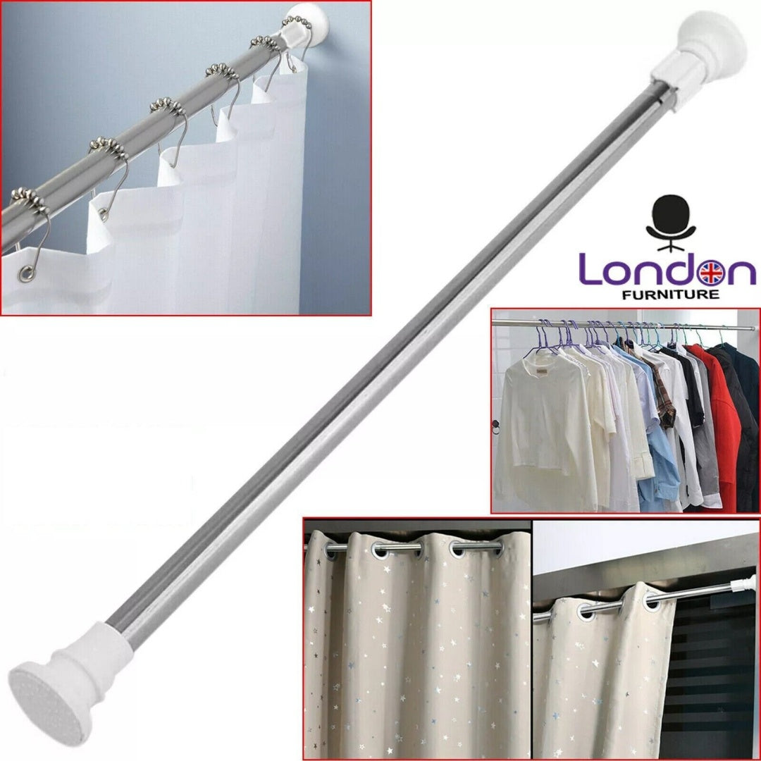 Heavy Duty Extendable Telescopic Shower Curtain Pole Rail Rod Bath Door Window--70-120cm
