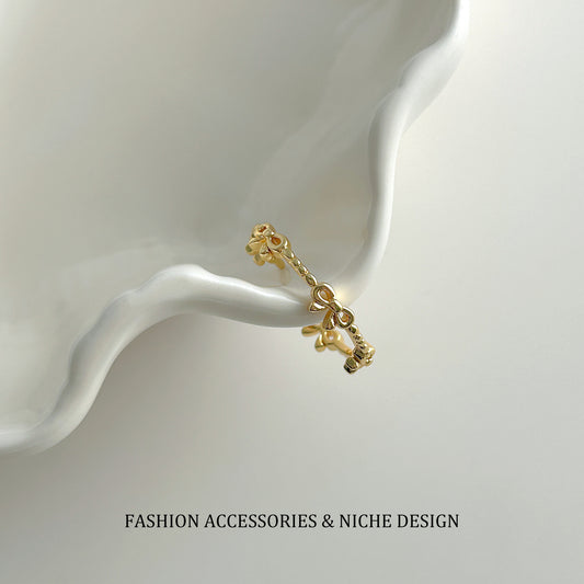 Korean Style Hollow Bowknot Open Ring - Women's Sweet Minimalist Design Adjustable Index Finger Jewelry