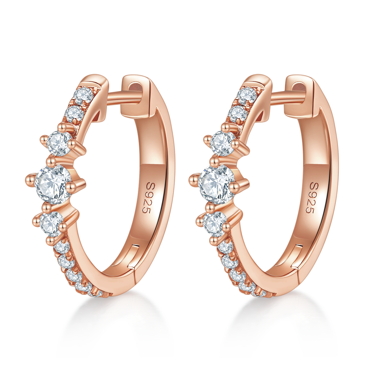 3.3g S925 Sterling Silver 0.52CT Moissanite Huggie Hoop Earrings  16.5mm Minimalist 3-Stone Dangle With GRA Certificate, Platinum Plated Jewelry Gift Box Set For Women