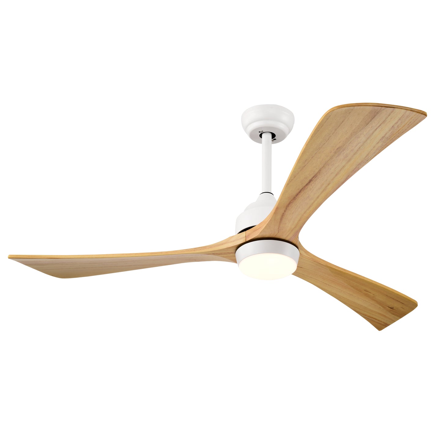 52  Solid Wood Blades Ceiling Fan With Lights Remote Control,Quiet DC Motor 3 Blade Ceiling Fans 6 Speed Levels,Reversible Ceiling Fan, For Patio Living Room, Bedroom, Office,Indoor. White  Natural