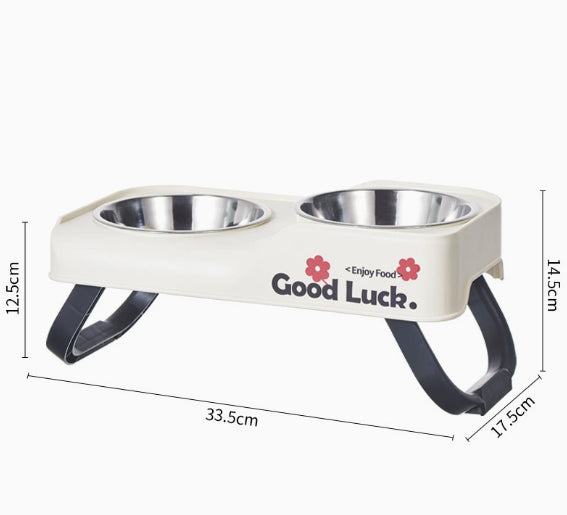 Foldable Stainless Steel Dual Bowl Non-Tip Stainless Steel Feeding Bowl