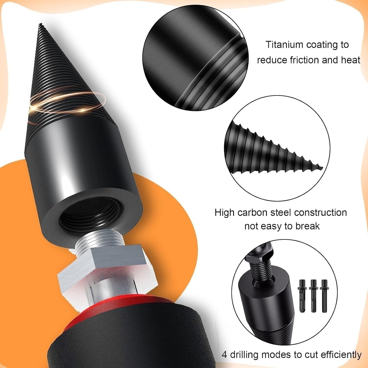 5-piece Drilling And Splitting Set, 32mm Wood Drill Bit With 3 Drill Bits And Storage Box, Tools For DIY Enthusiasts