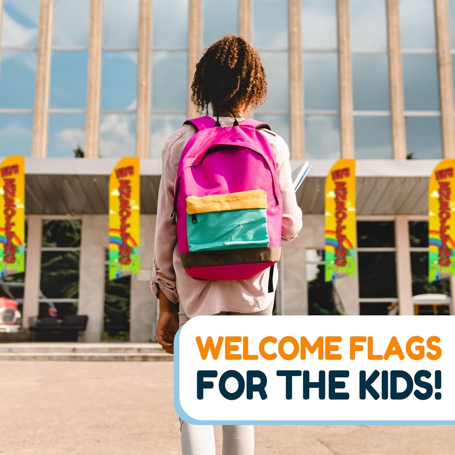 Now Enrolling Day Care Swooper Flag For Advertising Pack Of 2 With Hybrid Pole Set