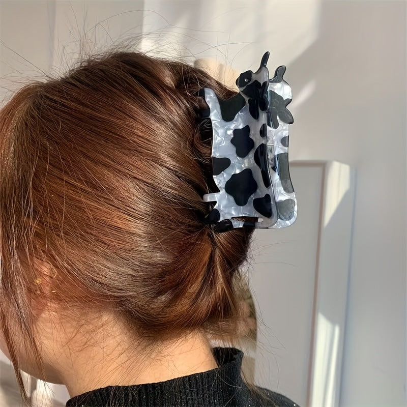Cute Cartoon Cow Hair Clip In Black And White