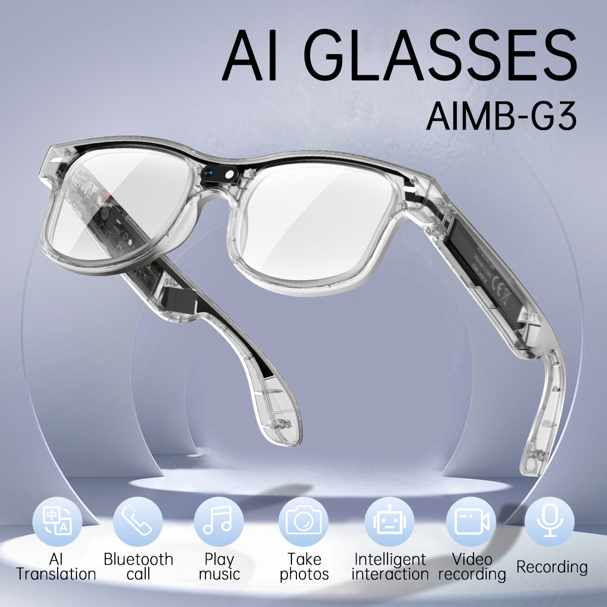8MP AI Smart Glasses Bluetooth Sunglasses For Music Calling Translation G3