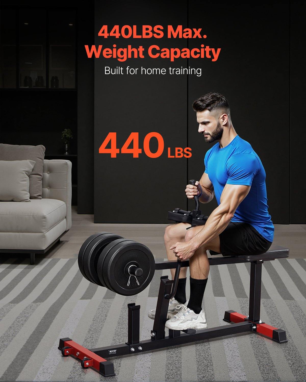 Seated Calf Machine, 440 LBS Capacity Calf Raise Machine, Seated Calf Raise Leg Exercise Home Gym, Calf Workout Training Equipment, Lower Body Specialty Machine, Fit 1/2 Inch Weight Plates