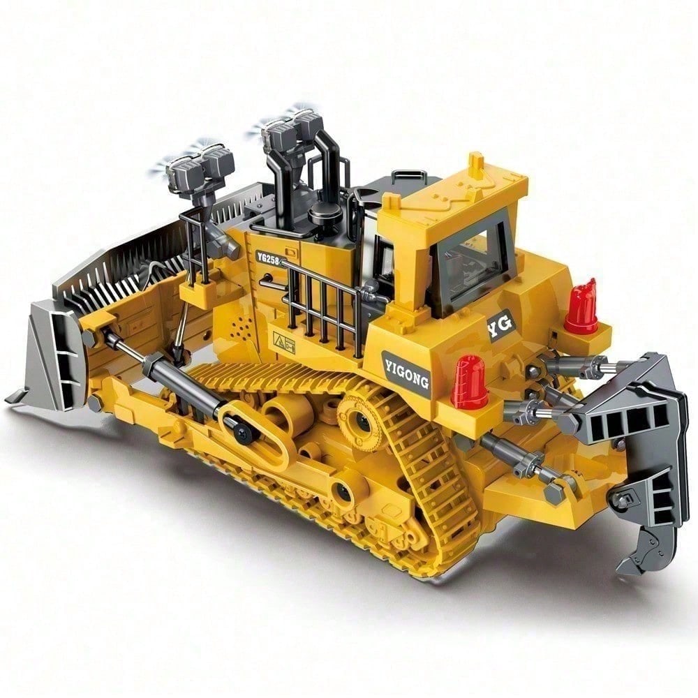 9 Channel 2.4GHz RC Heavy Duty Alloy Bulldozer With Metal Blade, Rechargeable Battery And Cyber Truck Style. The Ultimate Construction Toy For Active Boys And Kids Ages 6, Perfect Gift