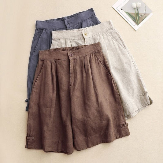 Womens Summer New Wide-leg Cropped Trousers