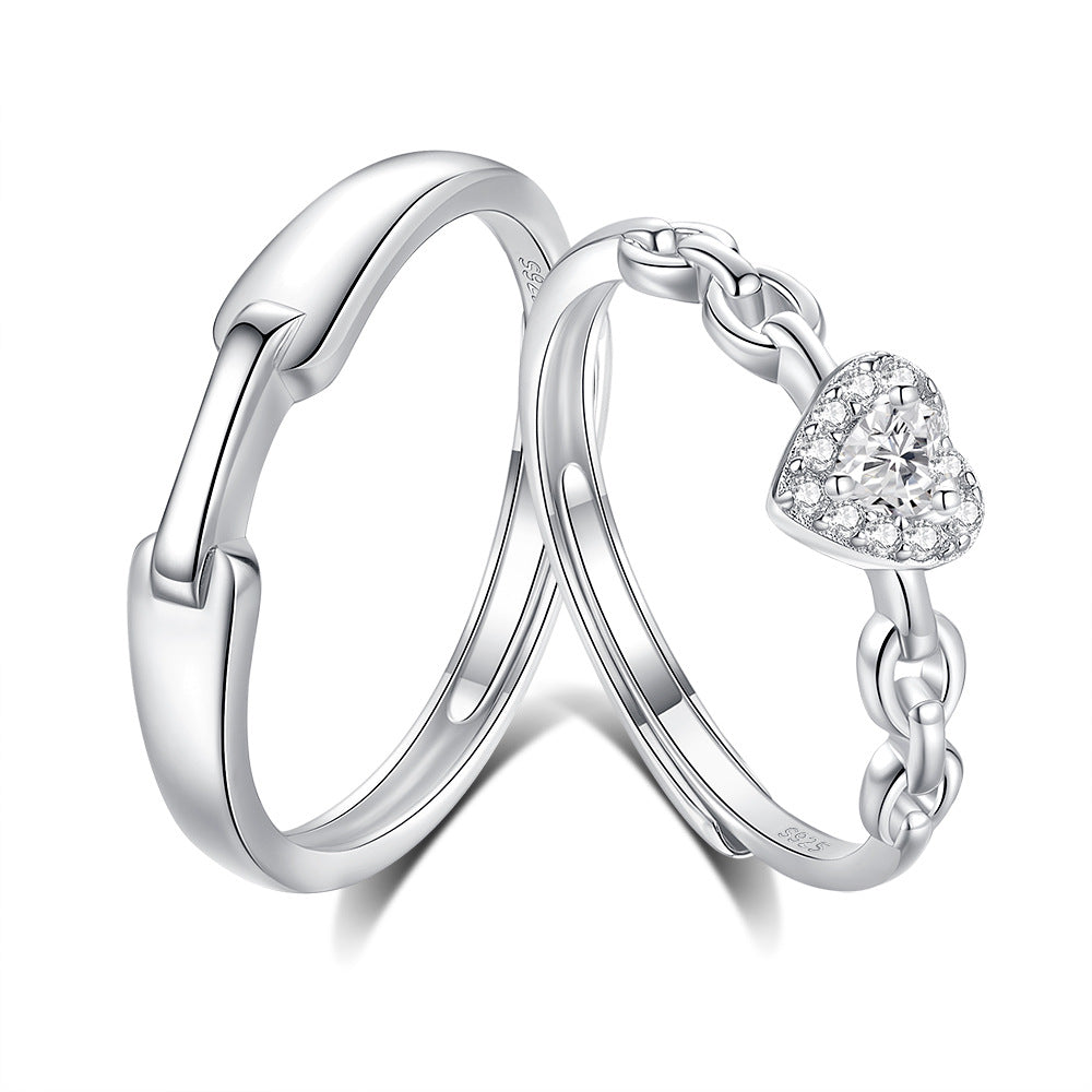 Couple Couple Rings Korean Style Niche Love Ring Diamond-embedded Light Luxury
