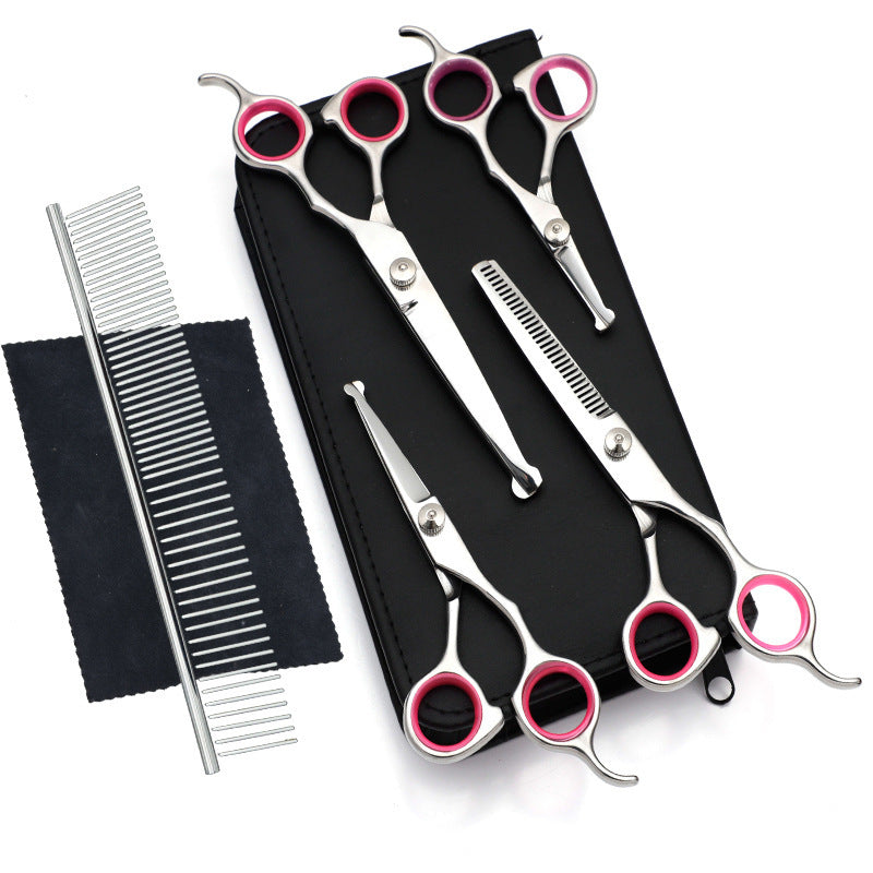 Pet Scissors, Stainless Steel, Black, Round Tips
