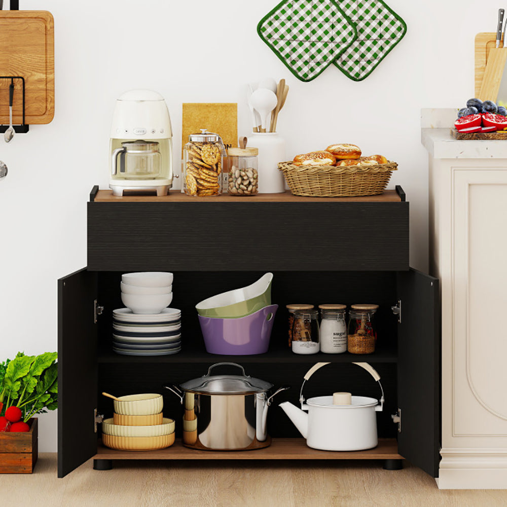 Sideboard Buffet Cabinet With Storage Wooden Kitchen Storage Cabinet  With 2 Anti-toppling Devices For Kitchen, Dining Room And Living Room