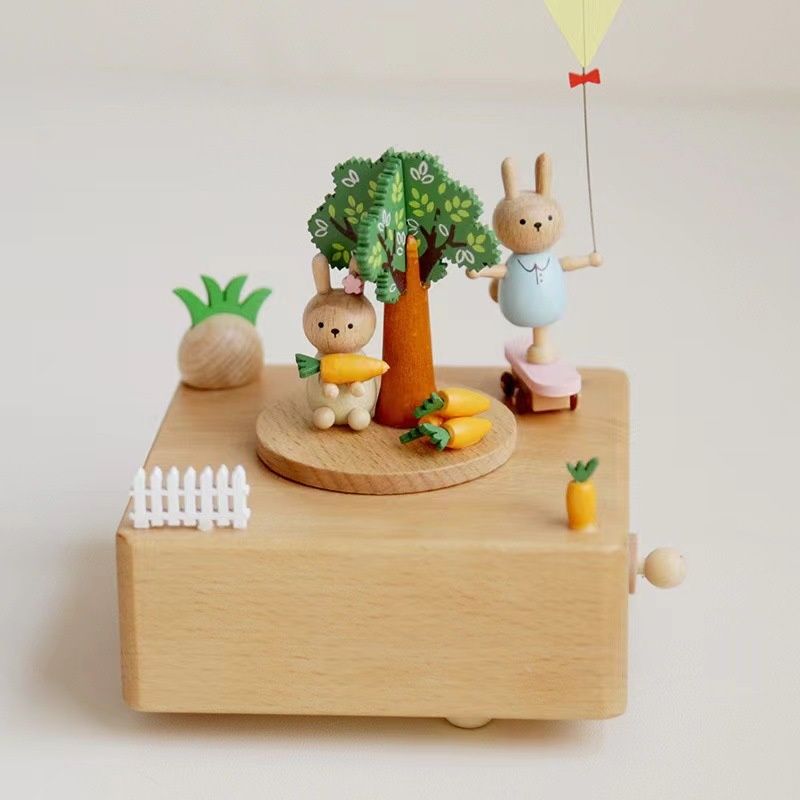 Music Box Handmade Creative Christmas Gift Decoration Children's Educational Toys Wooden Carousel