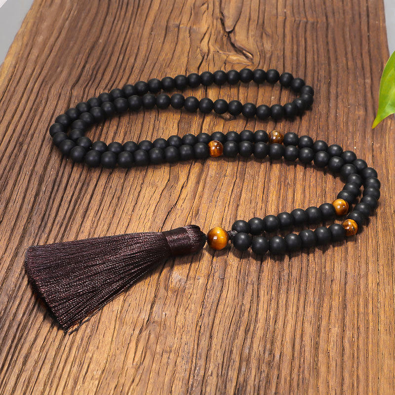 Beaded Braceletnecklace 108 Stones Yoga Necklace Tigereye