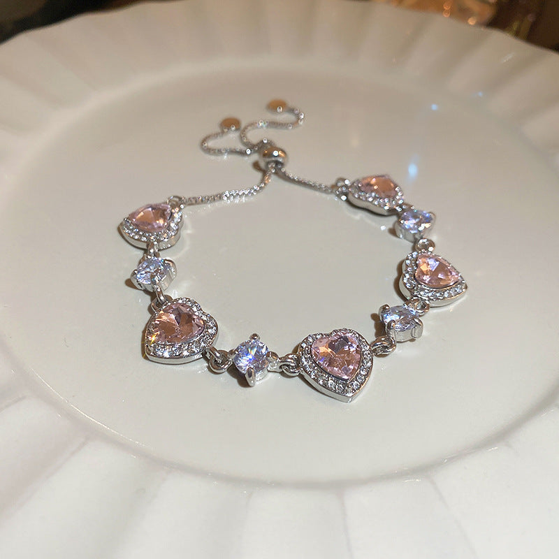Round Circle Cubic Zirconia Slider Bracelet Retro Ins Luxury Exquisite Bangle Dainty Fashion Jewelry