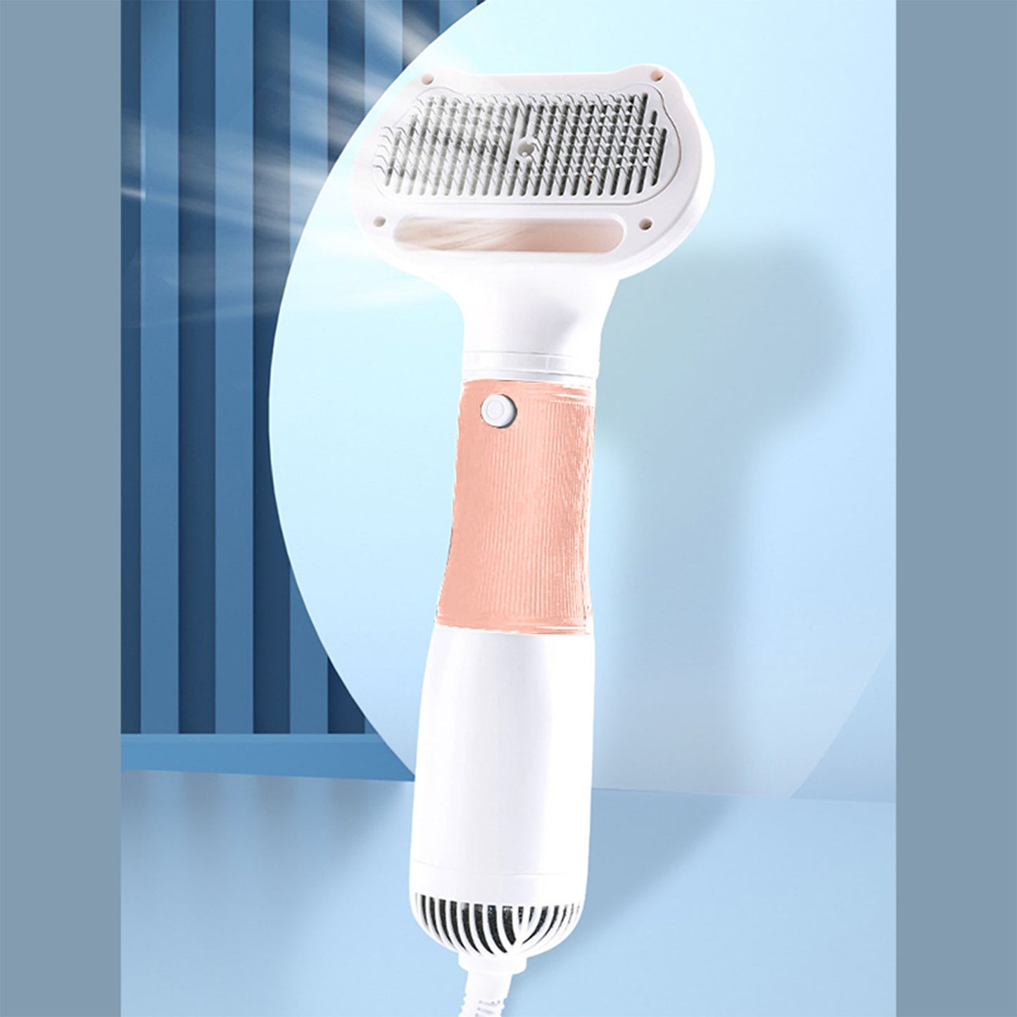 Pet Hair Dryer With Slicker Brush Low Noise 600W 3 Temperature Adjustable 3 In 1 Grooming Dog Blow Dryer For Cats Pink