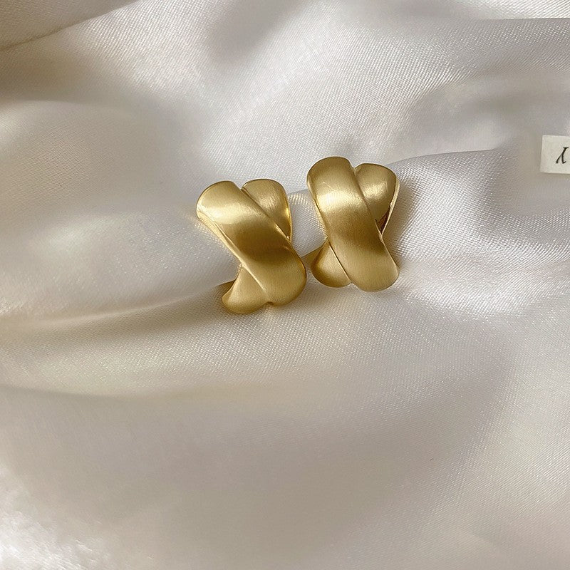 Minimalist Style Brushed Metal Earrings Female Sterling Silver Needle Premium Fashion Jewelry