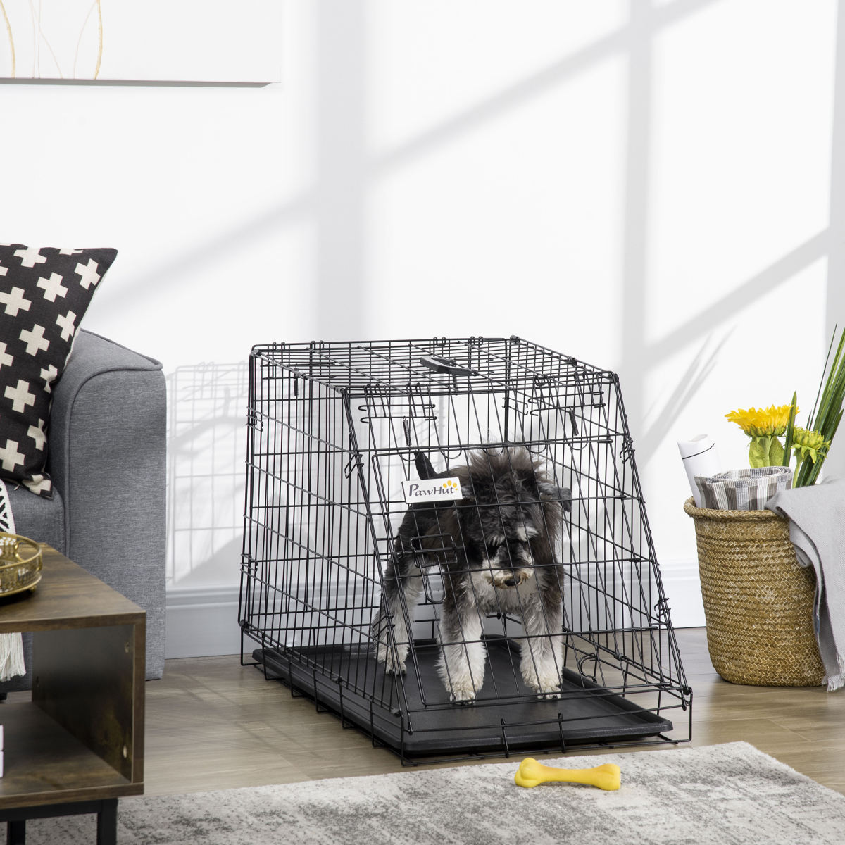 Pawhut Trapeze Collapsible Dog Pet Travel Box Cage Removable Tray 77 X 47 X 55cm