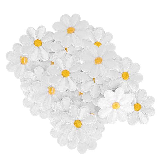40Pcs Embroidery Cloth Stickers Daisy Pattern Iron Patches DIY Backpack Clothing Accessories
