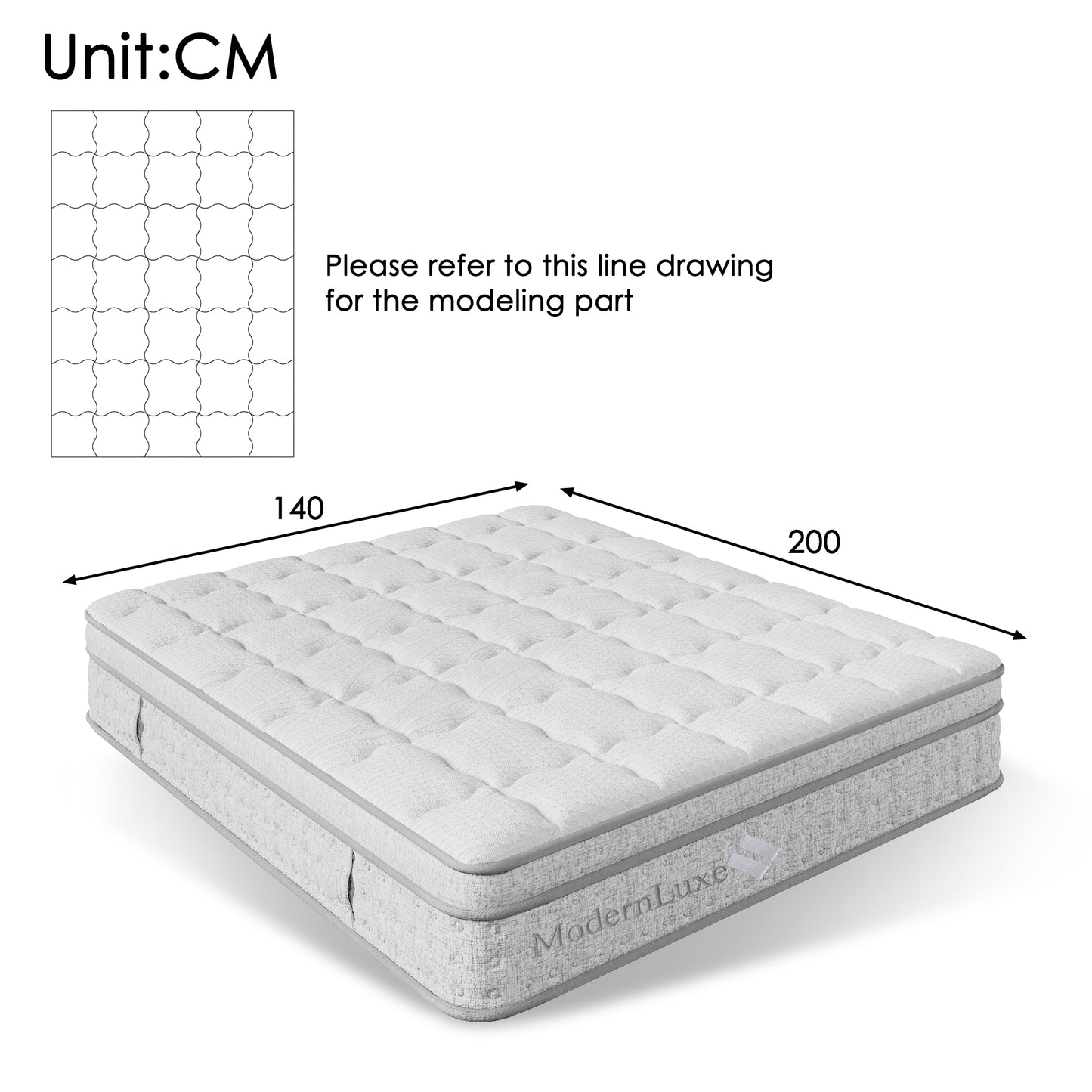 7-zone Pocket Spring Mattress 140x200 Cm H3, 25cm High Cold Foam Hybrid Mattress, Ergonomic Body Adaptation & Breathable, OEKO-TEX Certified, Comfort Double Bed Mattress