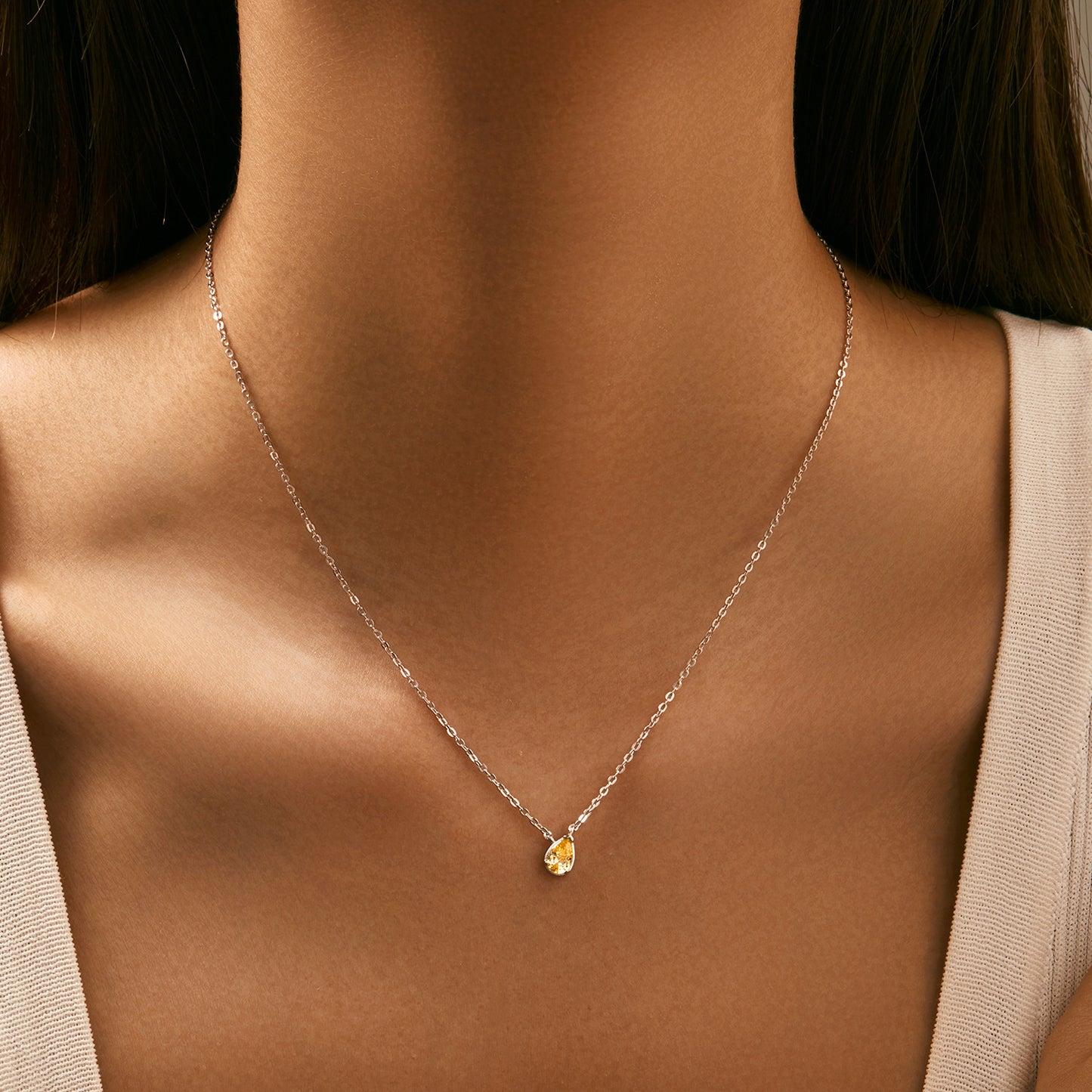 5 Pure Silver Drop Simulated Diamond Necklace Women Niche Korean