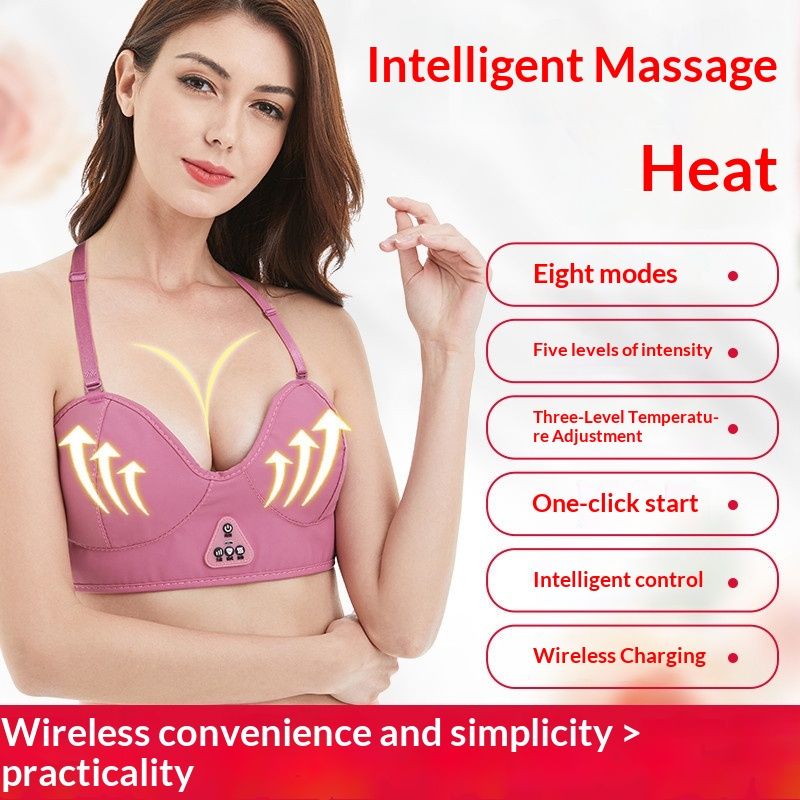 Wireless Vibrating Breast Massage Device With Heat Therapy For Bras