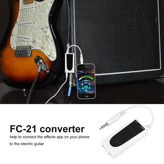 Flanger FC-21 Electric Guitar Bass To Mobile Phone Connector Converter Instruments Accessory