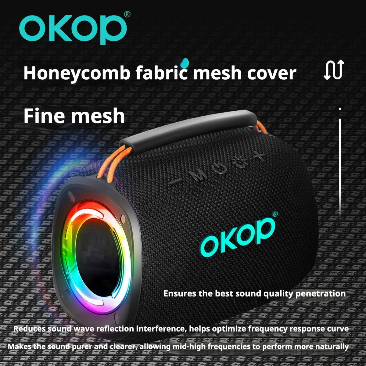 KP-590 Wireless Bluetooth Speaker Outdoor High Fidelity Sound With Heavy Bass New Portable Model For Home Travel Features Ambient Lighting