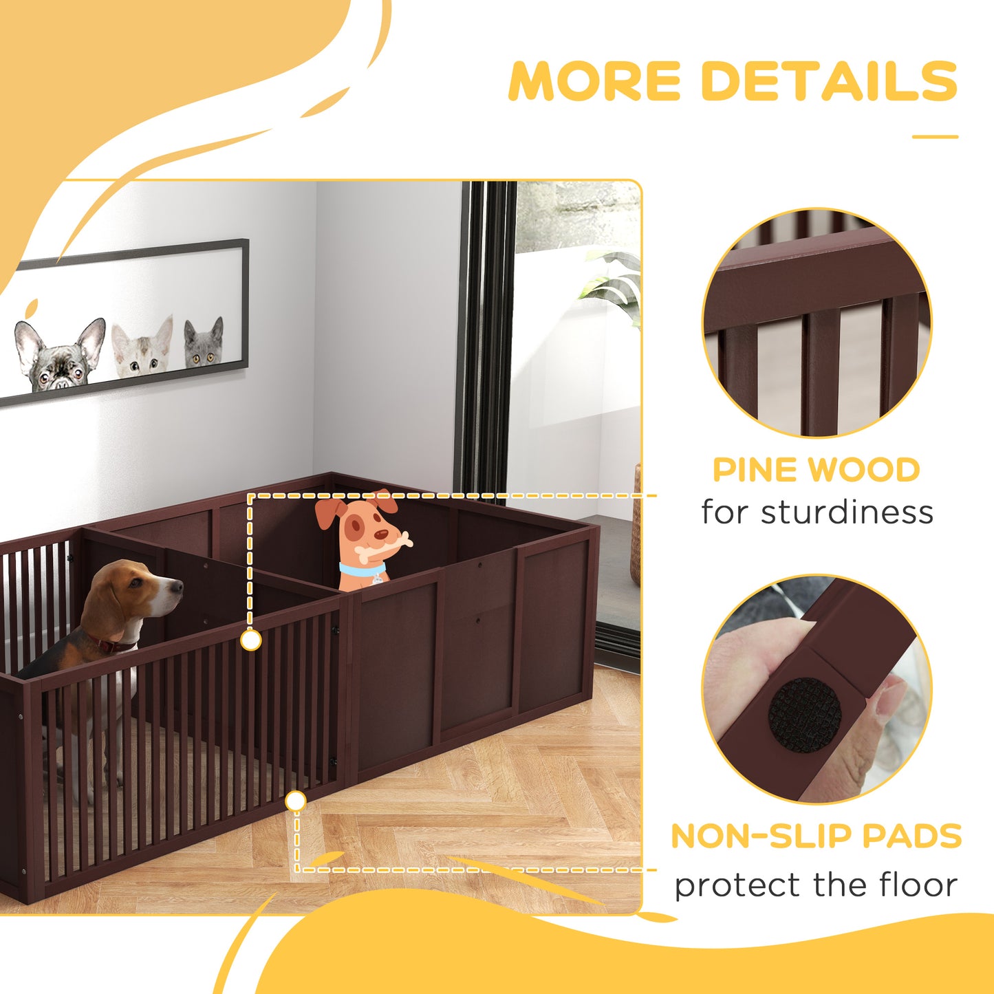 Whelping Box for Dogs Built for Mothers Comfort, Dog Whelping Pen with Removable Doors, Puppy Playpen for Indoors, Newborn Puppy Supplies & Essentials, 81" x 39" x 20", Coffee