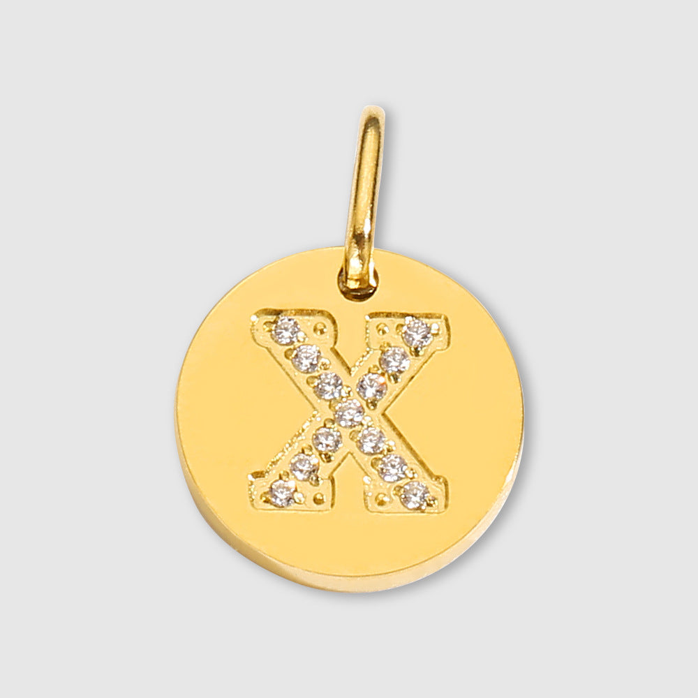 Diamond-Encrusted Jewelry Accessories Stainless Steel Letter Pendant