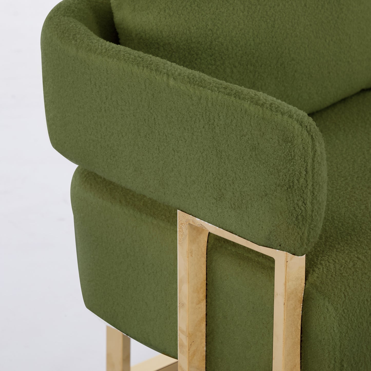 TS Modern Decorative Chair, Living Room Side Chair With Gold Metal Legs, No Wheels, Suitable For Dressing Area, Reception Room, Office,Teddy Fleece Upholstered Metal Foot Sofas  Green