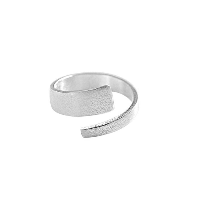 S925 Sterling Silver Open Ring, Minimalist Brushed Plain Silver Band, Korean Style Silver Jewelry Wholesale