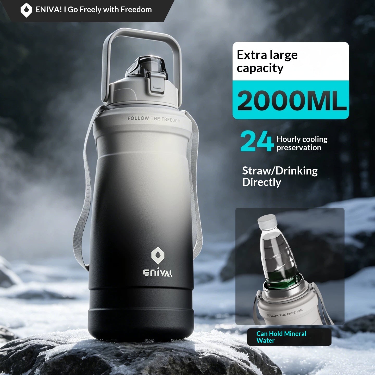 Large-capacity Outdoor 316 Stainless Steel Water Bottle