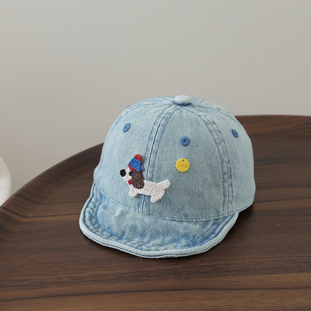 Korean-style Fashionable Cartoon Embroidered Puppy Soft-brimmed Hat, Lightweight And Breathable Children's Hat