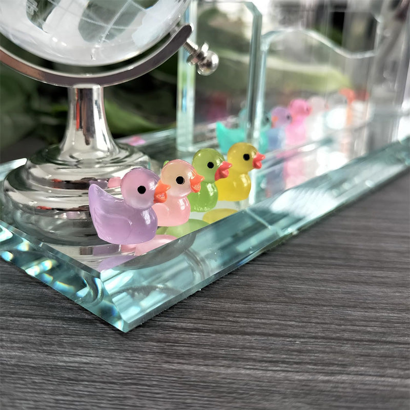 50 Pcs Mini Resin Ducks Luminous Tiny Ducks Miniature Duck Glow In The Dark For DIY Garden Dollhouse Duck Accessories Micro Landscape Aquarium Party Decor