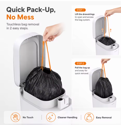 Joybos Smart Trash Can With Auto Lining, Touchless Sensor Garbage Bin  Free Drawstring Bags, No Mess Pull And Lift Wastebasket