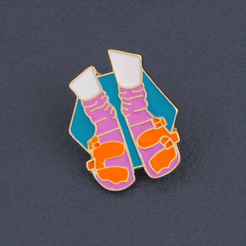 Creative Long Hair Beauty Bicycle Wishing Bottle Socks Cartoon Enamel Brooch